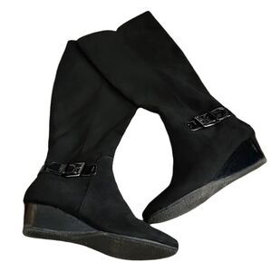 Bandolino Lonato tall faux suede & patent leather boots
